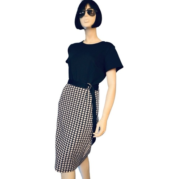 Kalijati Navy & White Geometric A-line Dress, Size L - Picture 2 of 5